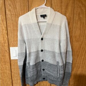 Express Men's Gradient Cardigan in Cream and Gray